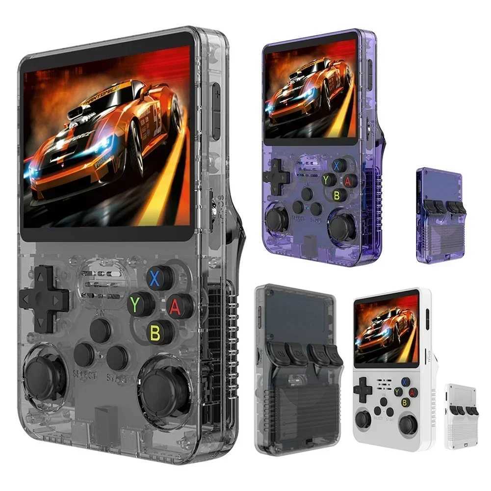 Open Source R36S Black Video Game System 3.5 Inch I Screen Orange Portable Pocket Video Player 64GB Best Games R250520