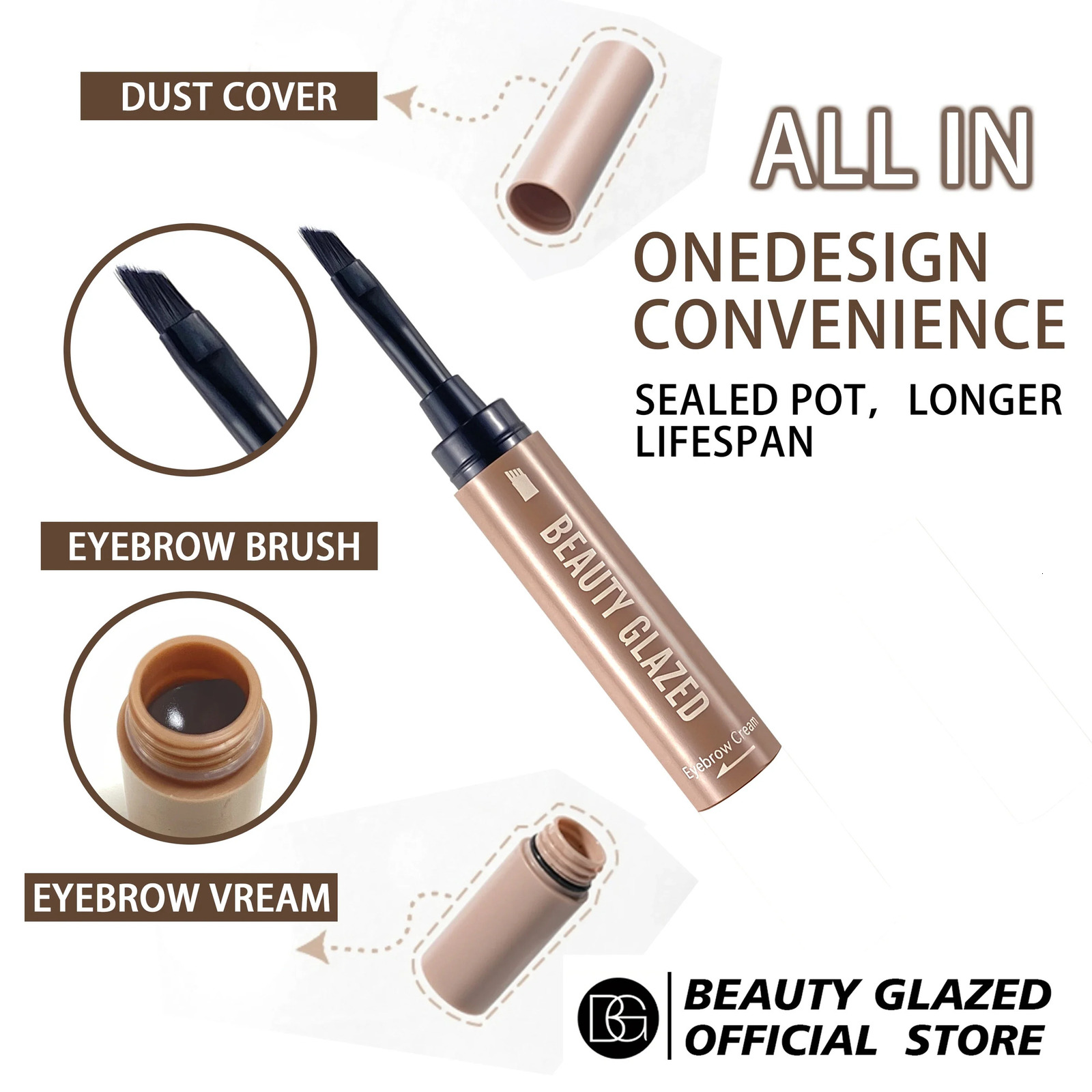 Beauty GLazed 3 Colors Eyebrow Pomade Brow Natural Waterproof Long Lasting Creamy Texture Tinted Sculpted Brow Gel With Brush 250515