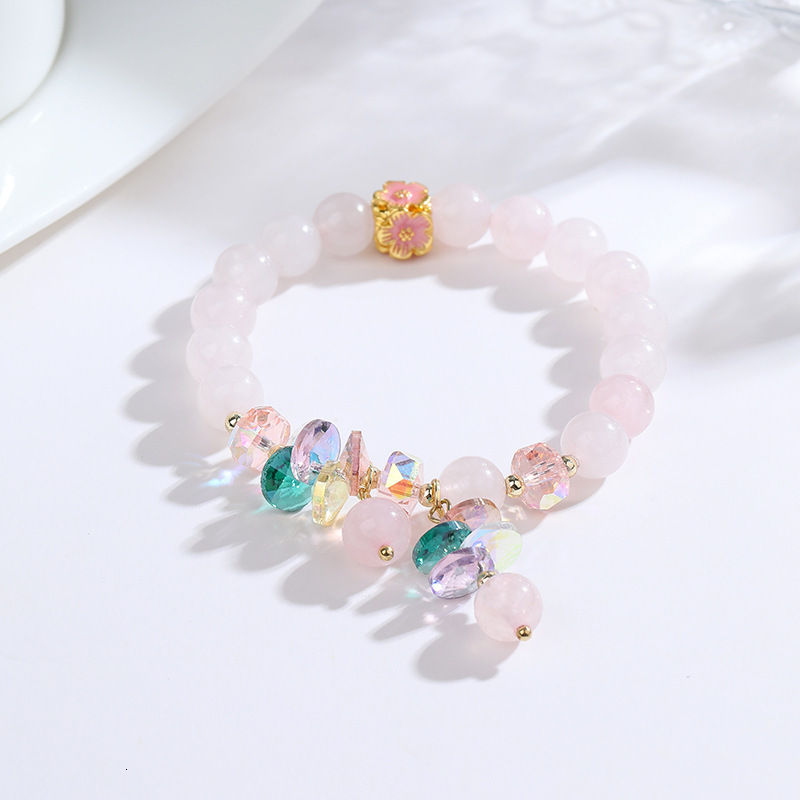 Creative Cat's Eye Money Bag Bracelet, Female Design, Sweet Handmade Jewelry, Flower Butterfly Peach Stone Bracelet