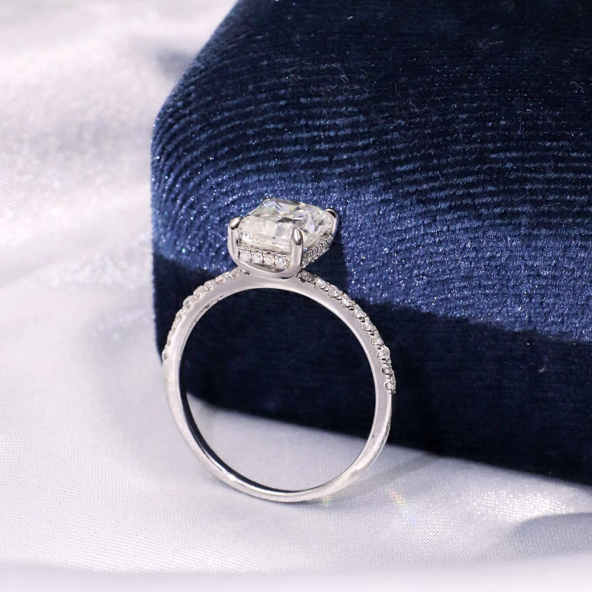 Tianyu 3ct Radiant Crushed Ice Cut Moissanite Silver Sterling 925 18k White Gold Plated Fine Jewelry Mossanite Ring for Women