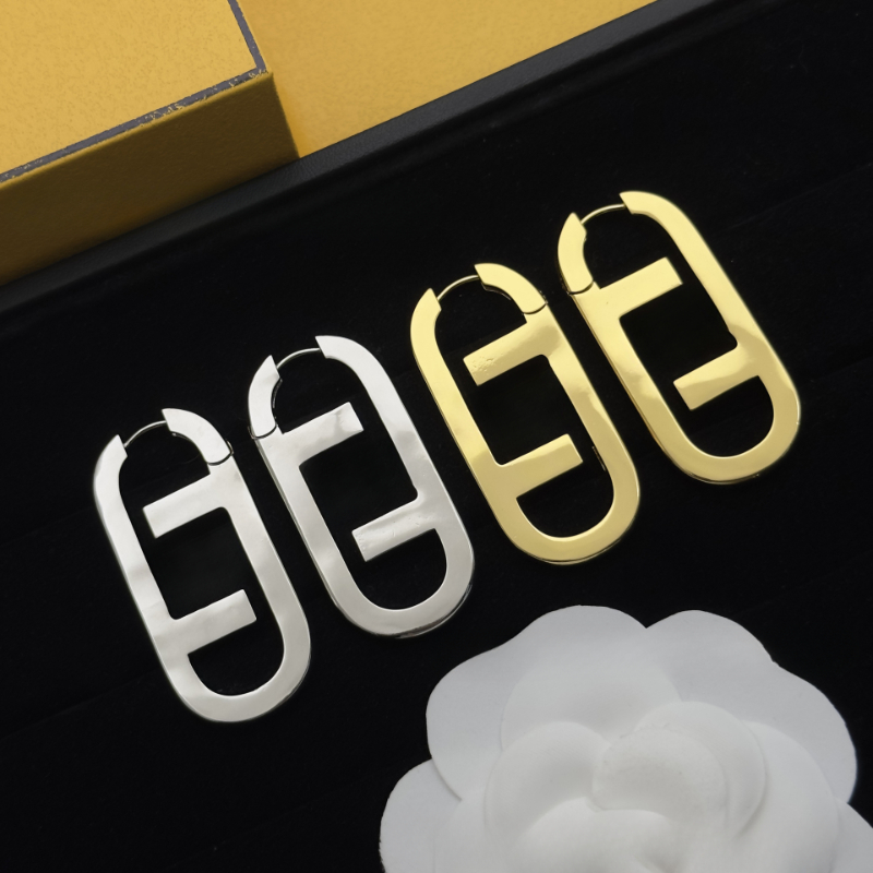 Luxury retro vintage letters designer earrings for women 18k gold fashion hollow rectangle geometry earring earings ear rings jewelry