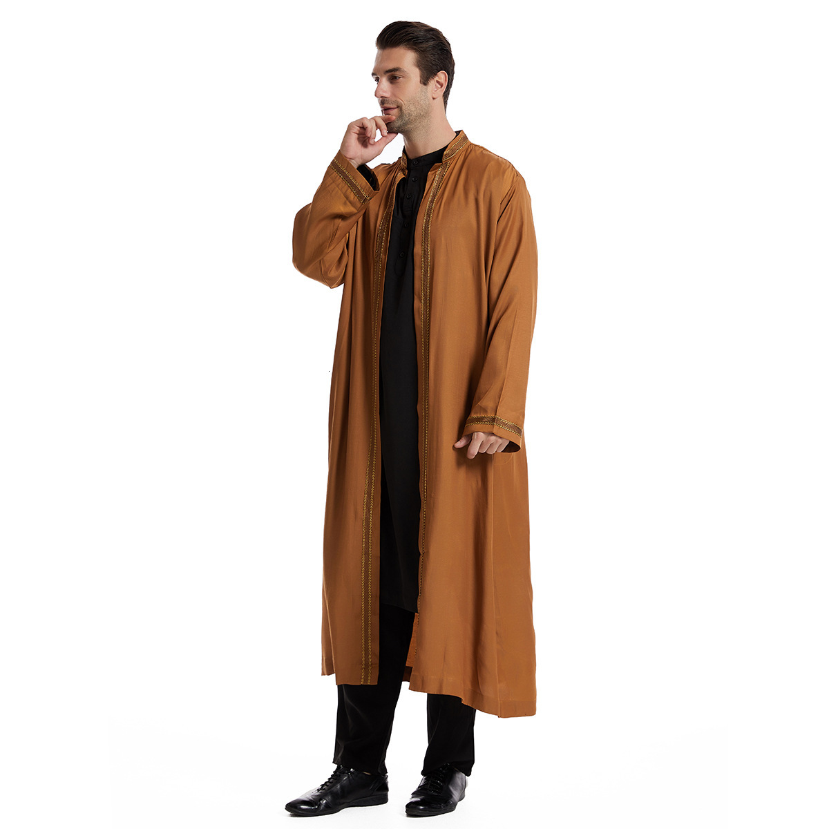 Ethnic Clothing Designer Clothing Men's Long Robe Arab Muslim Men's Clothing Plus Size Fashion Jacket 2025 New Item