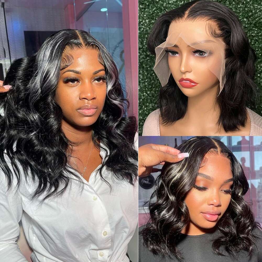 Glueless Loose Bob Wig 13X4 HD Transparent Lace Front Preplucked Body Wave Short Wigs Human Hair For Women
