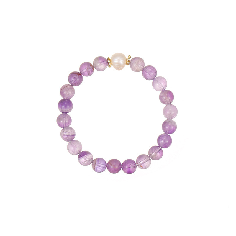 Yellow Hair Crystal Natural Uruguayan Solid Color Single Circle Bracelet Women's Grey Moonstone Beads Simple Handstring Gift