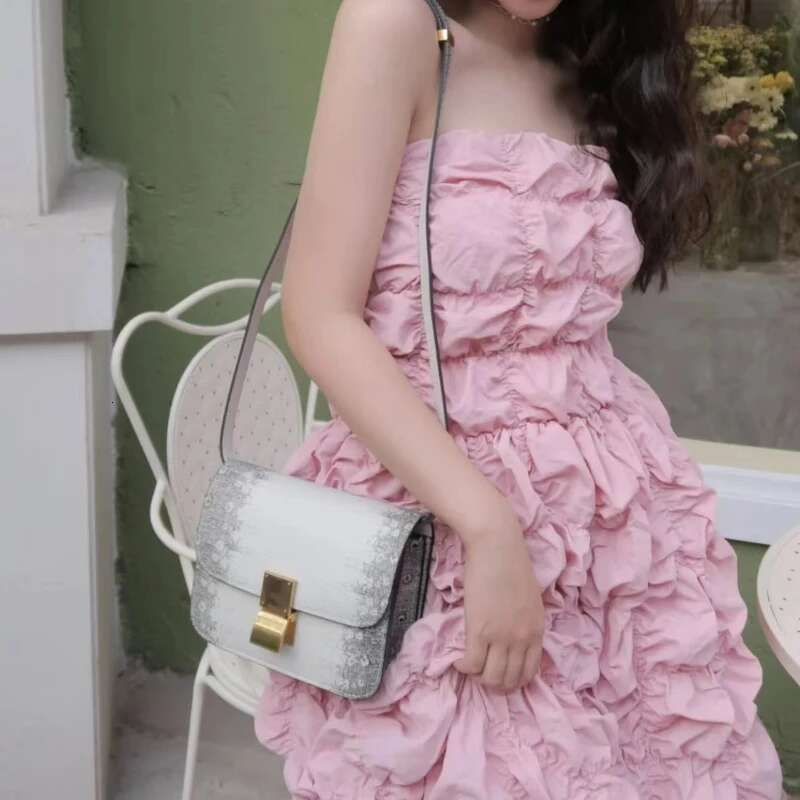 Lizard Pattern Tofu Design Real Leather Saddle Top Quality One Shoulder Messenger Women's New Square Box Bag