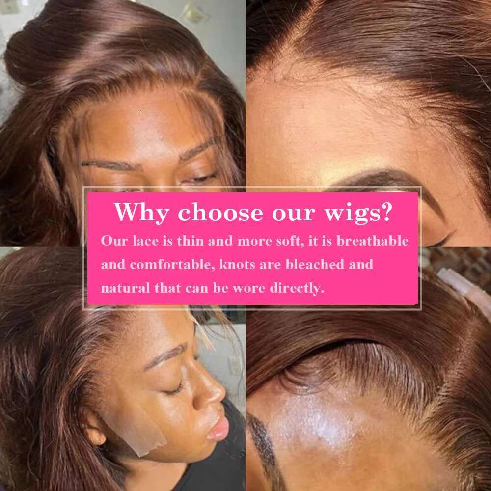 Vieamese Straight 100% Human Hair Chocolate Brown Color 13x4 Full Lace Frontal Double Drawn Bob Wig with For Black Women