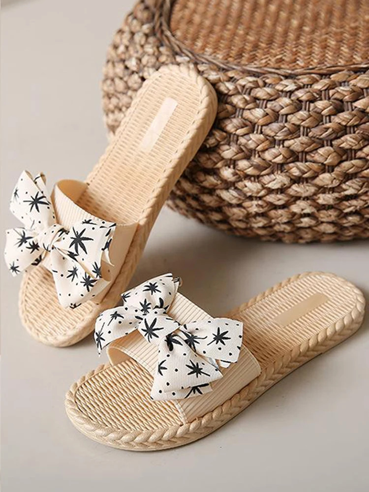 Butterfly bow sandals womens summer outdoor fashion trend versatile flat bottomed beach shoes 250519