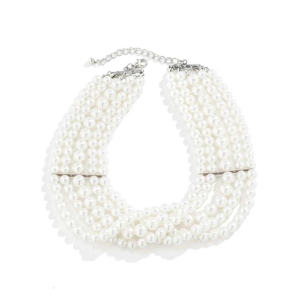 Vintage Pearl Multi-Layer Necklace Oval Beasds Choker Elegant Collar for Womens Chain Jewelry Accessories Party Gift 250520