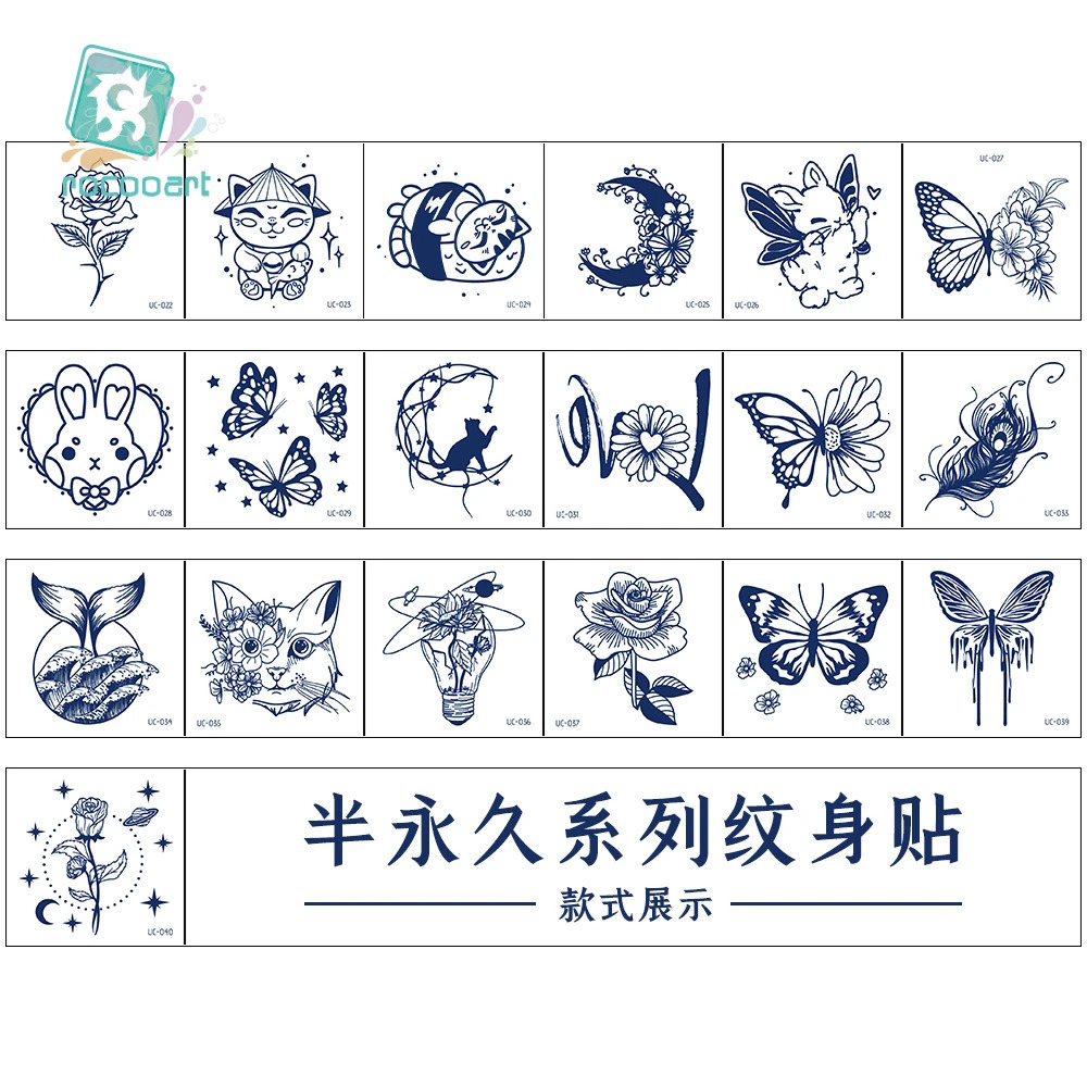 30pcs Semi Permanent Cartoon Herbal Tattoo Stickers For Womens Waterproof Disposable Water Transfer Printing Stickers 250515