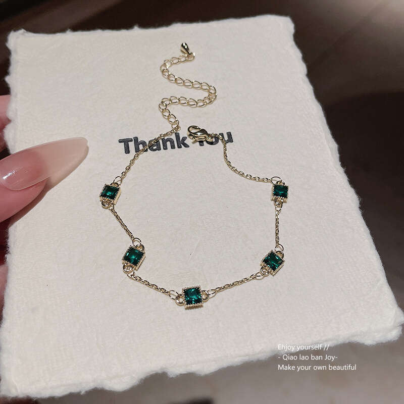 designer bracelet Real gold electroplated square zircon Korean light versatile bracelet, high-end and exquisite new style of jewelry