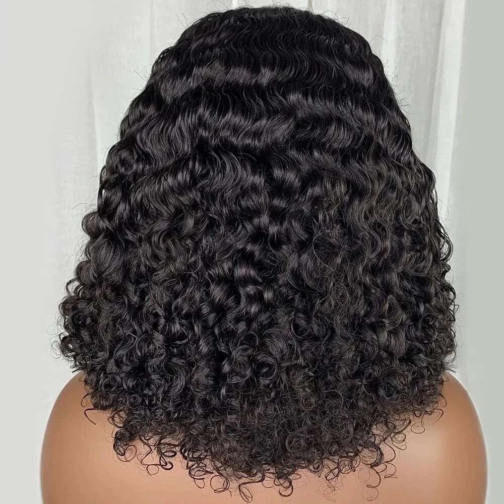 16 Inch Curly Short Bob 13x6 HD Frontal Human Hair Deep Wave 13x4 Transparent Lace Front Wigs 6x6 Closure Wig 250%