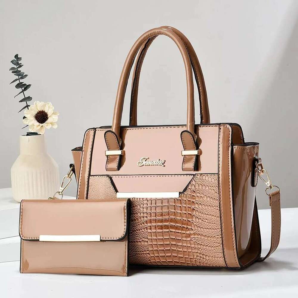 2Psc Set Handbags Large Capacity Women Bag Ladies Leather Tote Shoulder Bags