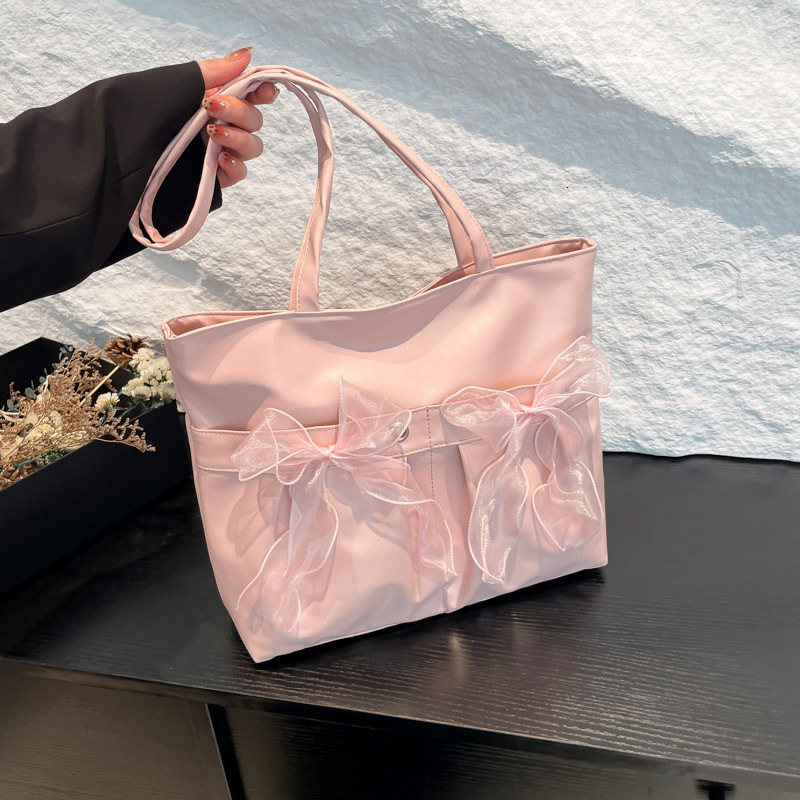 Free Delivery Designer Bag 2025 New College Style Bow Tote Large Capacity Pleated Single Shoulder Cute And Sweet Commuting For Women Luxury Bag