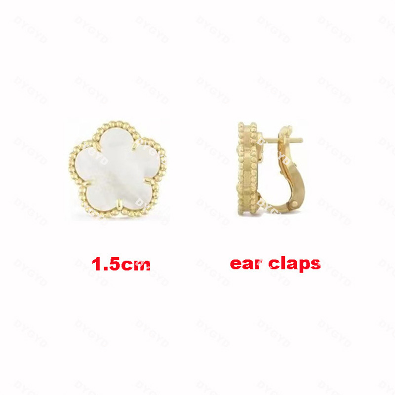 Ultra high version V gold plated 18K gold clover earrings for women fashionable versatile light luxury high-end 15mm Clover ear clip factory wholesale free shipping