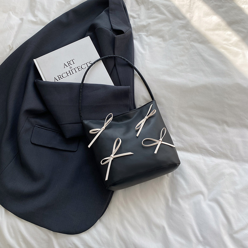 Free Delivery Designer Bag Large Capacity For Women 2025 Simple And Versatile Bow Shoulder Texture Bucket Commuter Tote Bag Luxury Bag