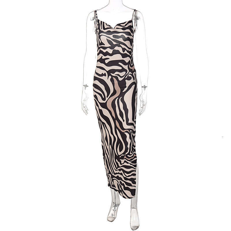 Halter Dress Wind Women S Summer New Fashionable Printed Sexy Backless Slit Suspender Dress Maxi Dress