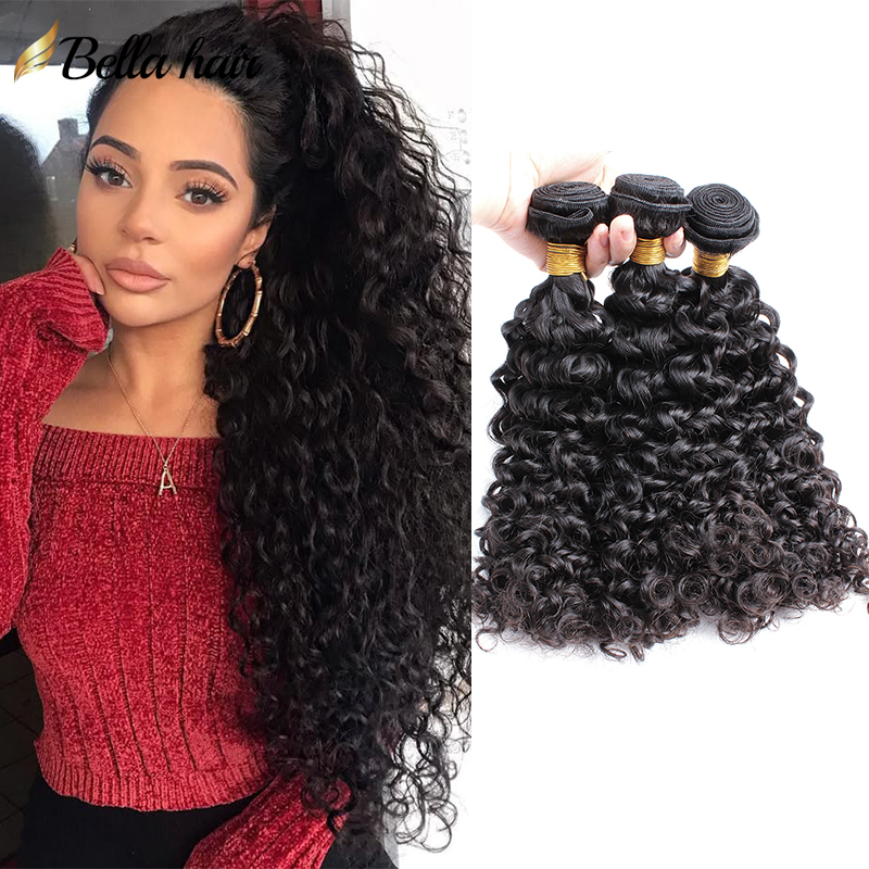 Bella Hair 9A Top Quality Natural Black Color Indian Hair Extensions 3/4PCS/Lot Curly Wave Human Hair Bundles 10-26 Inch Remy Hair Weave JulienChina Sale Deals