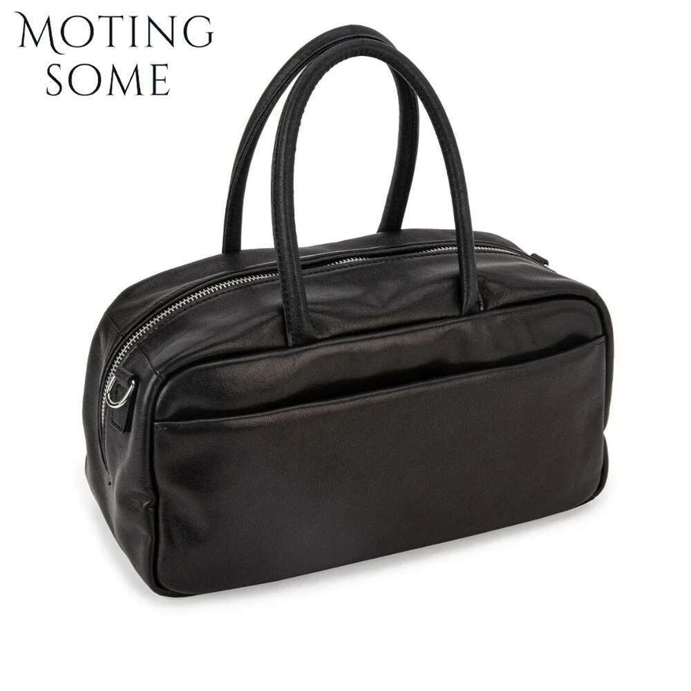 Motingsome Boston Bag Women 2025 Spring New Real First-Layer Cowhide Shoulder Messenger Bowling Bags Crossbody Tote