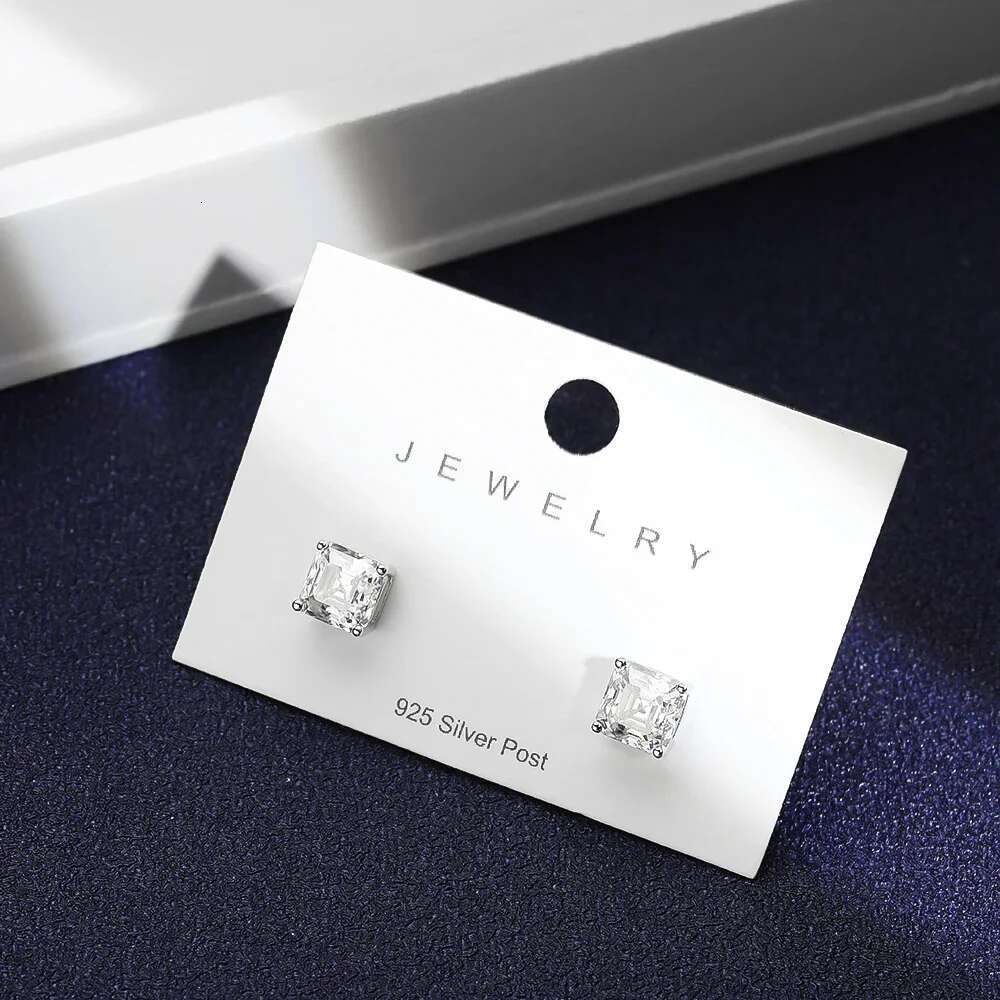 0.4-2CT Princess Cut Moissanite Stud Earrings for Women Men Sparkling Diamond 925 Sterling Silver Wedding Jewelry Earring Gifts