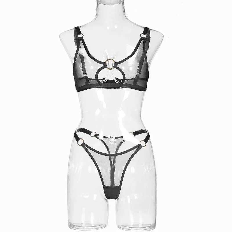Piece Set Sexy Lingerie Outfit Mesh See-Through Intimate Sheer Lace Costume Fantasy Tulle Comfortable Underwear R250520