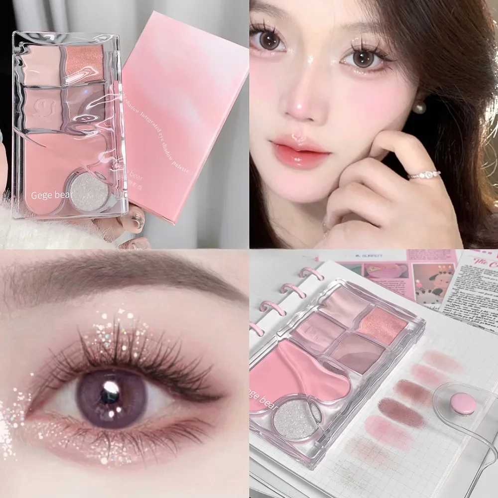 Pinky Heart Gege Bear Eyeshadow Palette Matte Pearlescent Earth Color Sequin Long-Lasting Eyeshadow And Contour Palette MakeupXJ250520