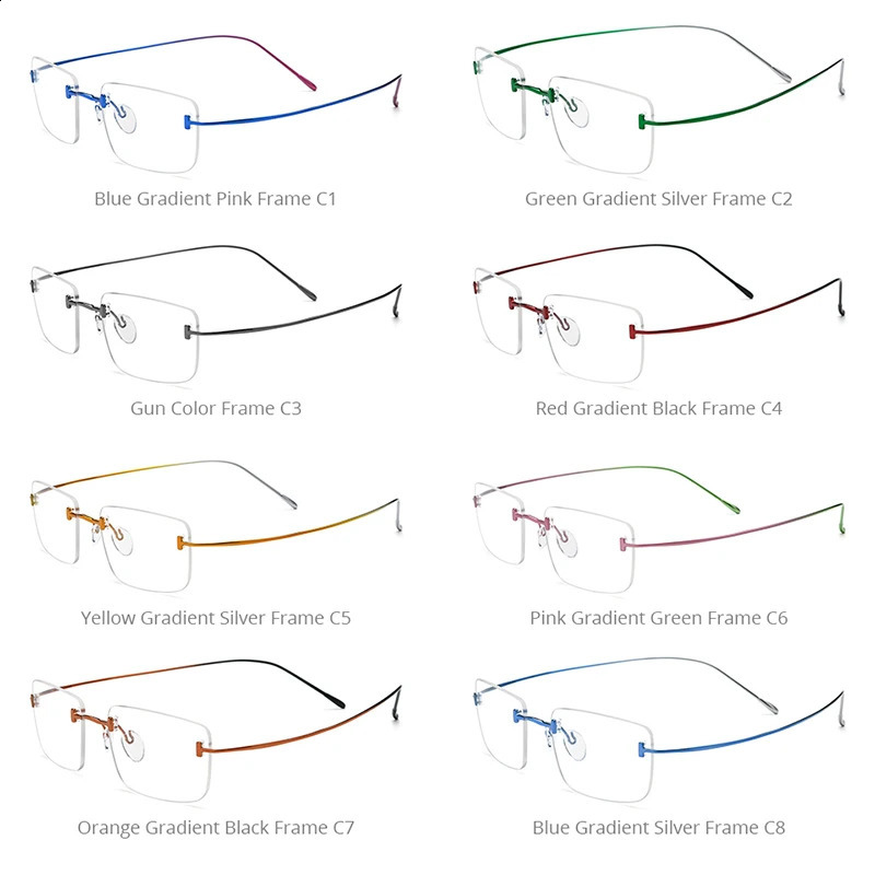 FONEX Glasses Frame Men n Rimless Square Eyeglasses HighQuality Frameless UltralightWeight Eyewear 85871 250515