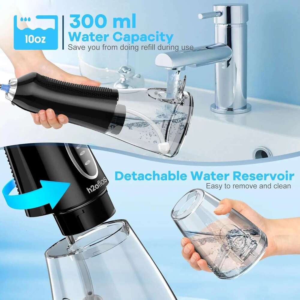 h2ofloss Portable Flosser Teeth Electric Oral Irrigator Dental Water Jet Tooth Pick Rechargeable for Home and Travel