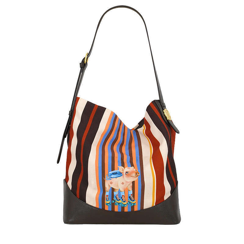 Women's Bags Designer Printed Canvas Tote For Women New Patchwork Leather Large Capacity Bucket Bag, Single Shoulder Crossbody Bag