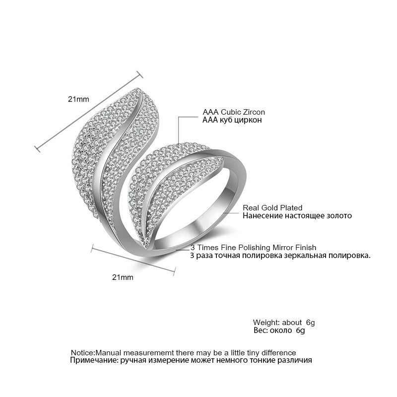 ZAKOL Shiny Micro Paved Zirconia Flower Leaf Adjustable Open Rings Sliver Gold Color Bridal Engagement Wedding Ring Gift 250519