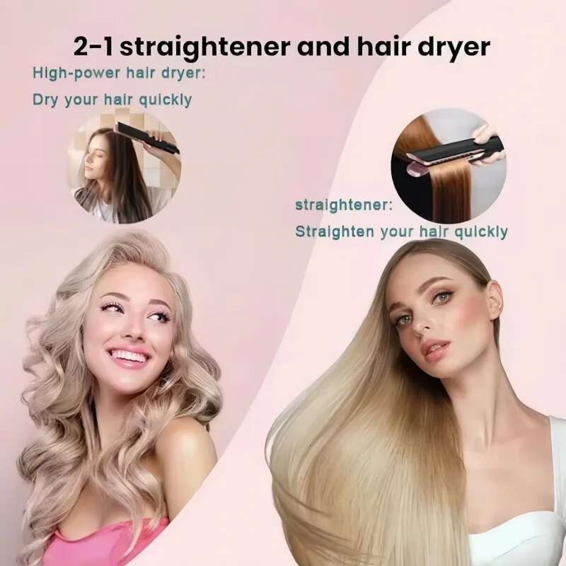 2 in 1 straightener professional loss and dryer heating hair flat negative ion iron long styling tool