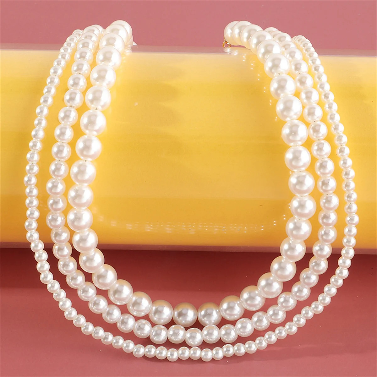 3Pcs/Set Multi-Layer Pearl Necklace Set for Girls Trendy Layered Choker Accessory Party Birthday Gift Ideas 250520