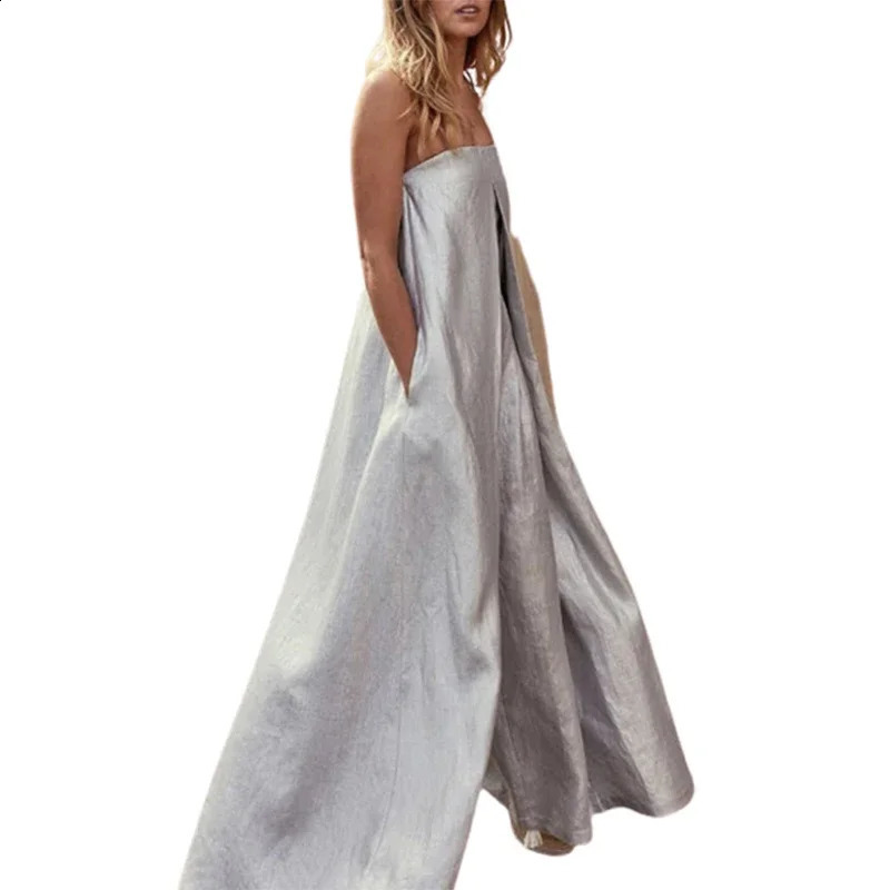 Womens Strapless Pants Jumpsuits Summer Wide Leg Tube Party Clothes One Piece Outfit Ropa De Mujer Ofertas 250519