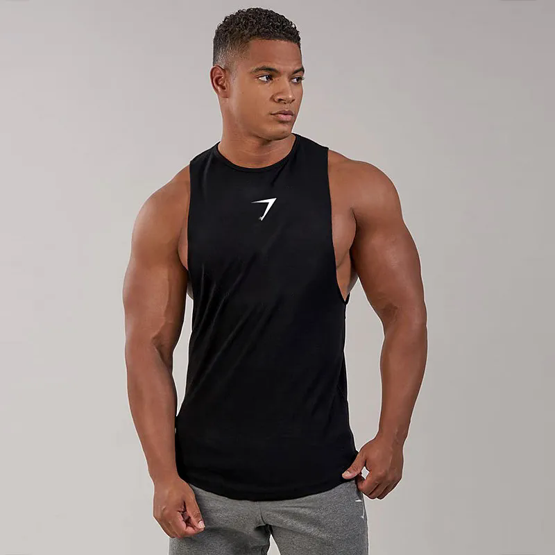 Gym Men's Summer Fashion Cotton Shark Tank Top Sleeveless Shirts Man Fitness Clothing Casual Singlet Undershirt Male Bodybuilding Workout Sports Running Vest
