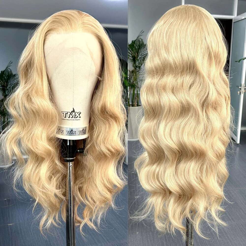 Highlight Long Wavy Synthetic Hair Free Part Natural Curly Loose Body Wave Mixed Blonde 13X4 Lace Front Wigs for Women