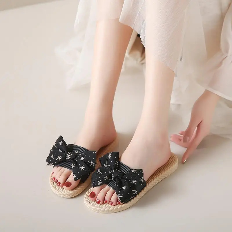 Butterfly bow sandals womens summer outdoor fashion trend versatile flat bottomed beach shoes 250519