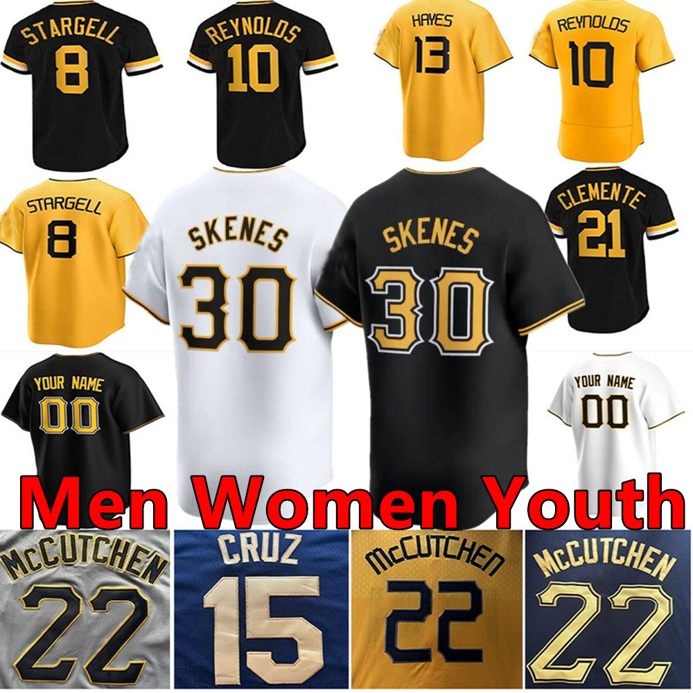 Custom Paul Skenes Oneil 22 McCutchen 21 Roberto Clemente Jerseys 15 Cruz Andrew Barry Bonds Ji-hwan Bae Joe Reynolds Johnson Jones Baseball