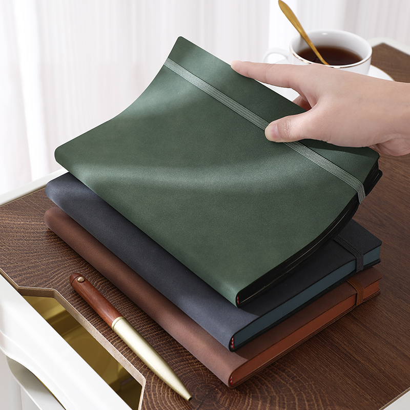 A5 Elastic Band Notebook Diary Notebook PU Leather Meeting Notebook Office Supply School Supplies