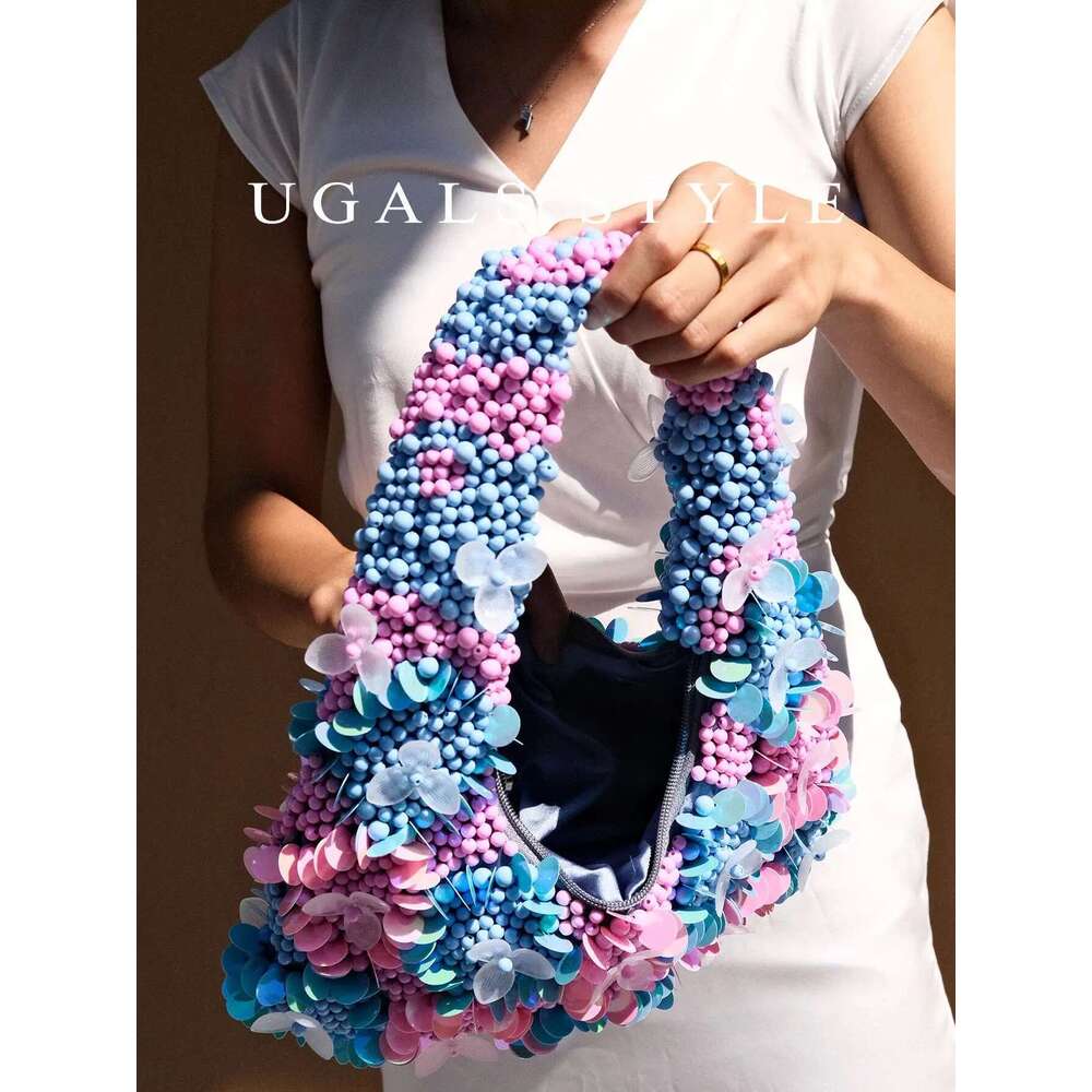 Handmade Bead Flower Evening Bags Crystal Top Handle Bag For Women Purses And Handbag