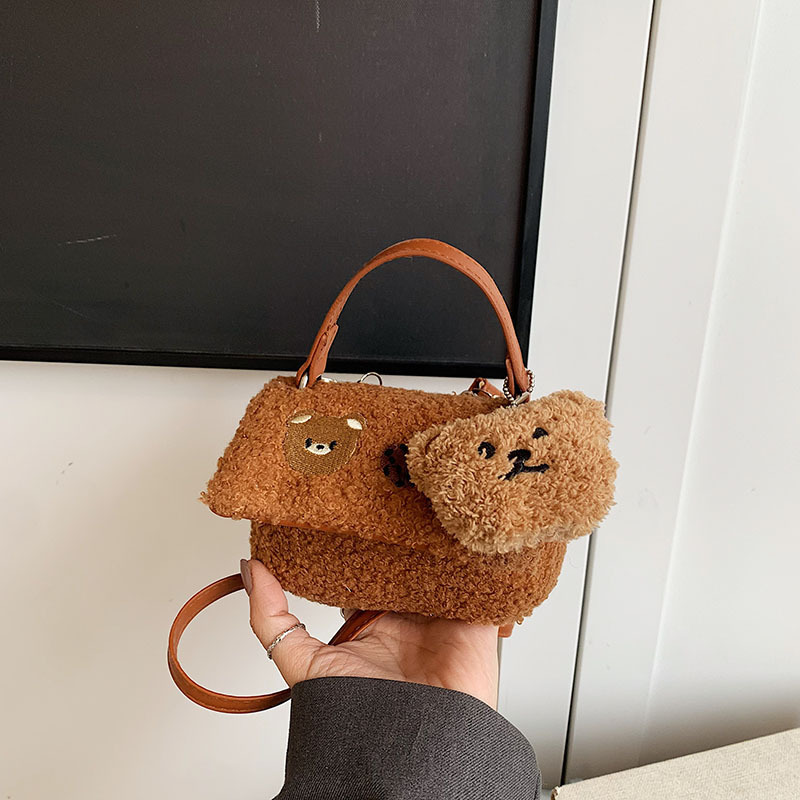Free Delivery Designer Bag Cute Cartoon Plush Small Square For Women In Spring 2025 New Fresh Sweet Shoulder And Stylish Crossbody Luxury Bag8520