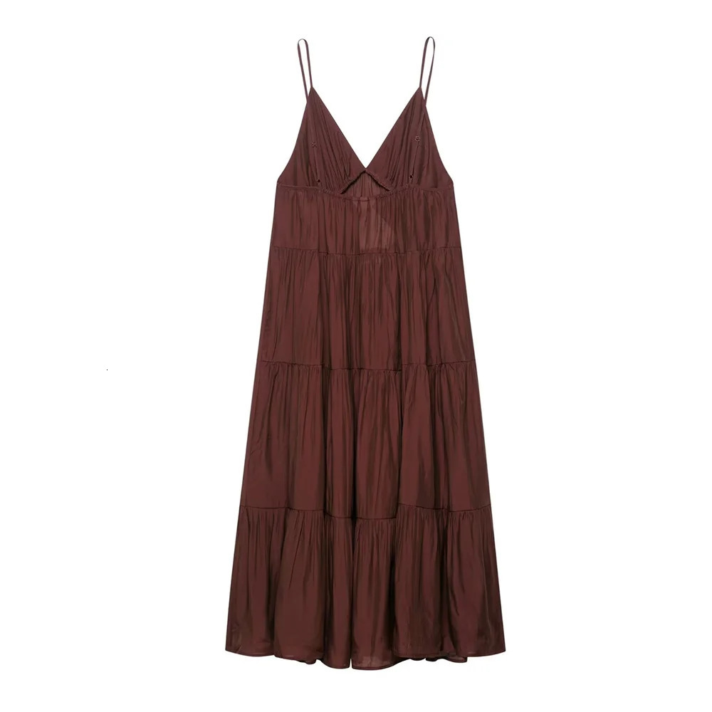 womens casual and elegant n with a European American style layered pleated long dress 250520