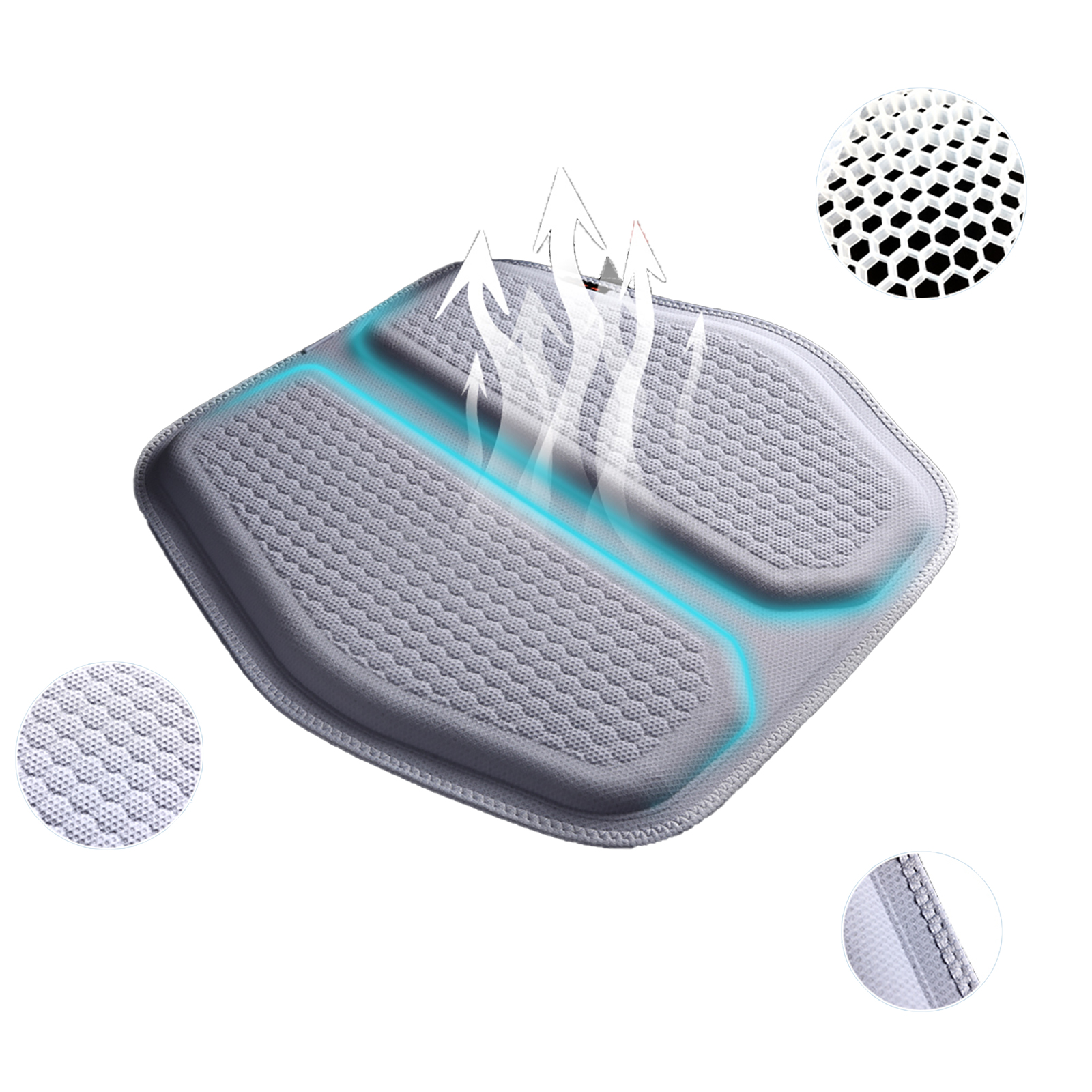 Gel Car Seat Cushion Square Pad , Universal Fit Non-Slip Auto Seat Pad with Ventilated Design, for Car/Truck/Office