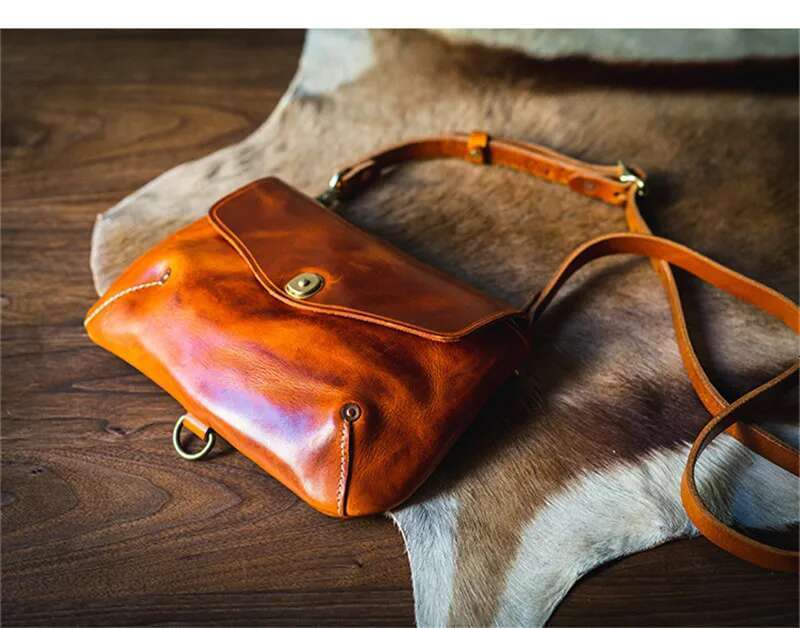 Fashion Daily Natural Genuine Leather Men's Messenger Outdoor Leisure Pure Real Cowhide Small Shoulder Bag Youth
