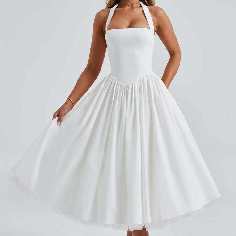 2025 European American fluffy evening popular women's lace up dresses, new casual and versatile fashionable clothing
