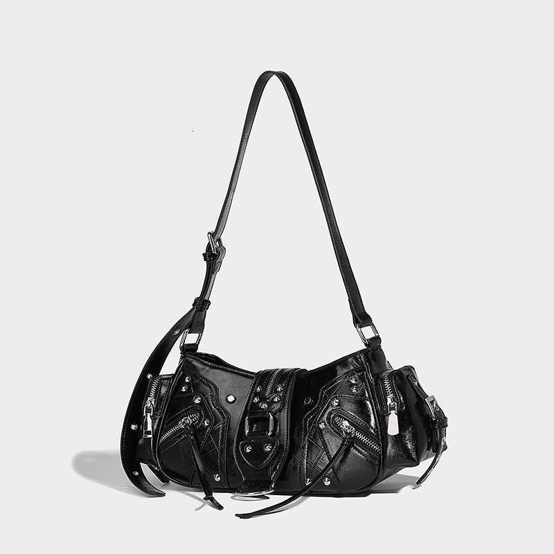 Women's Bags Designer Women's Bags Designer Motorcycle Style Armpit Female Niche Rivet Shoulder Bag, Multi Pocket Oil Wax Leather Crossbody 