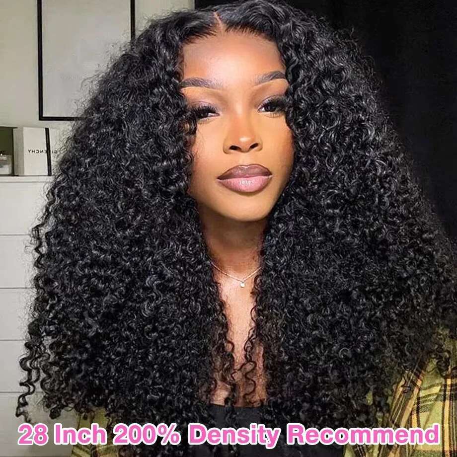 Kinky 13x6 Frontal Wig Glueless 4C Afro Curly Front Human Hair 4x4 HD Lace Closure Wigs