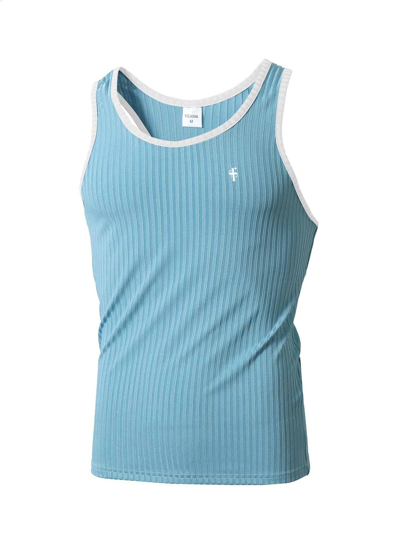 Mens Quick-drying Elastic Fitness Wear Gym Running Slim Vertical Stripes Sleeveless Fashion Summer 250519
