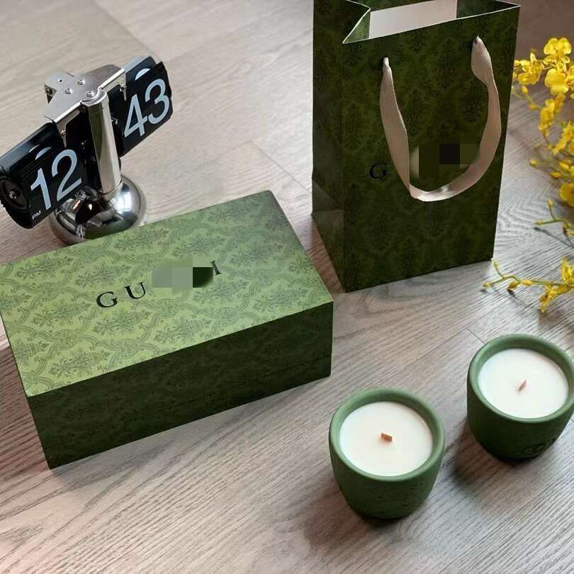 G Carving Avocado Green Cup Wall Home Aromatherapy Candle Two Pack Gift Set 12315