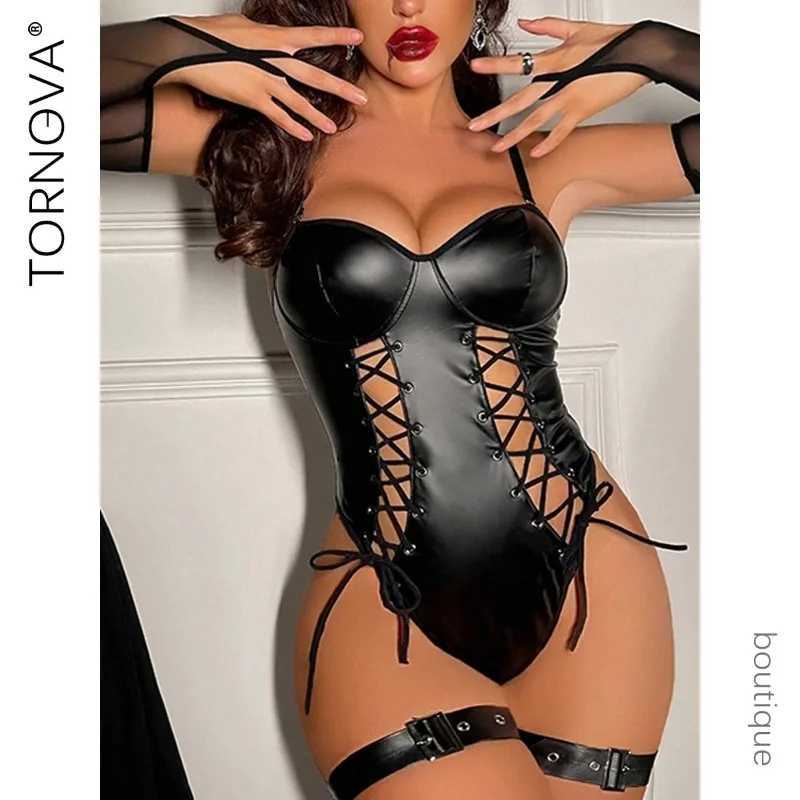 Sexy Lingerie Onesie Suit for Women Solid Color Lace Up Hollow Out See-through Womens Backless Underwear Suit Sexy Set R250520