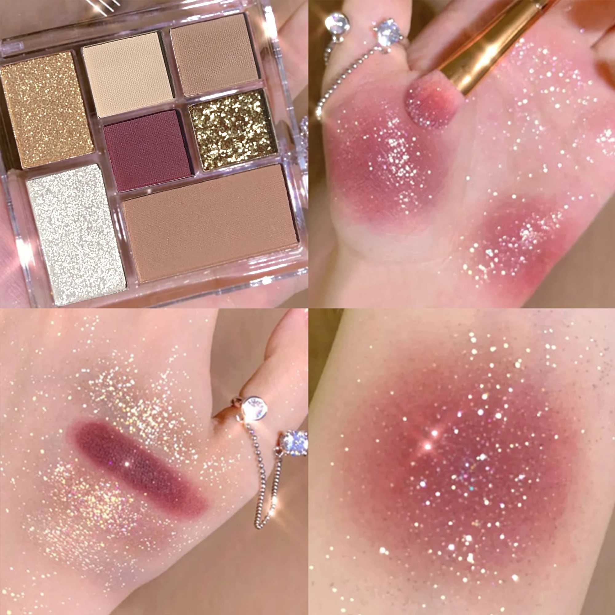 Seven-color eyeshadow palette in earth tones with shimmer glitter matte and pearl finishes waterproof and playful W250520