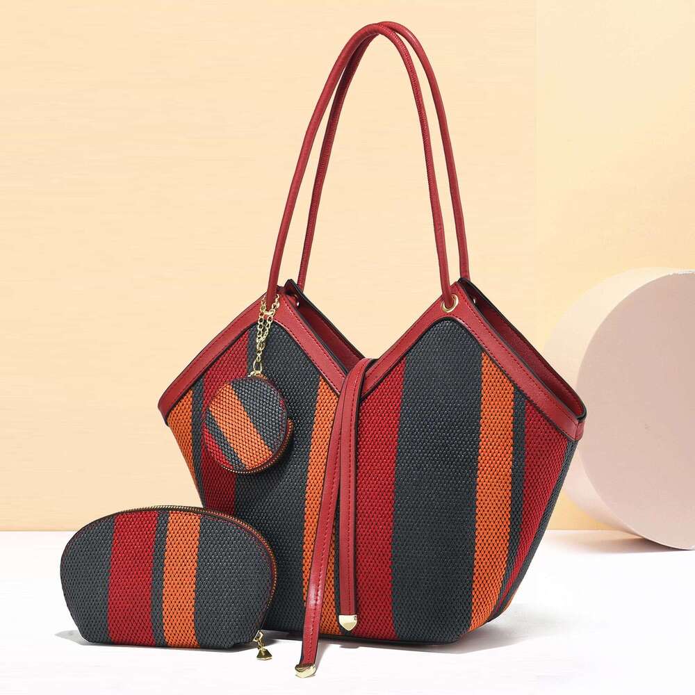 Taizhou large capacity women s shoulder bag fashionable color blocking trendy and atmospheric handbag versatile bags